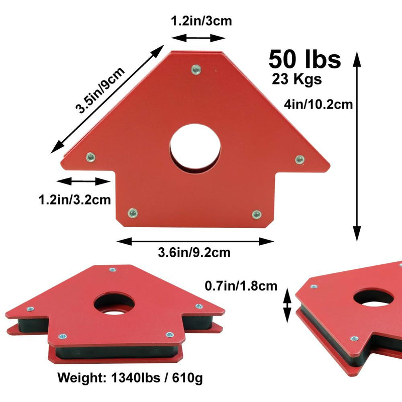 KASTFORCE KF4021 Pack of 4 Arrow Magnet Welding Holder 50 Lbs 4 Inch Magnet Welding Clamps 45, 90, 135 Degree Angle