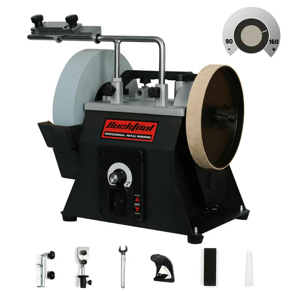 KF6106-SCM8103 BUCKTOOL 10-Inch Variable Speed Sharpening System 1.2-Amp Two-Direction Water Cooled Wet Stone Grinder 90-160RPM, SCM8103