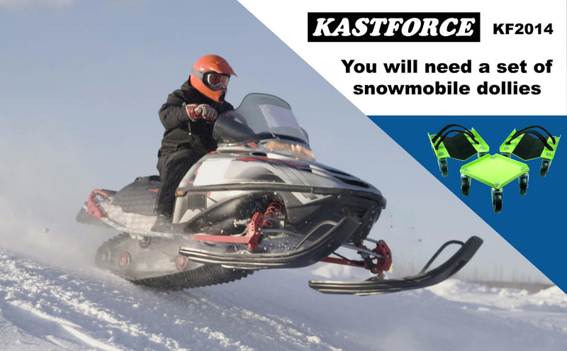 KASTFORCE KF2014 Snowmobile Dolly Heavy Duty V-Slide with 2.5” PVC Swivel Casters and Rubber Pad Protecting Skis and 2 Pairs of Heavy Duty Straps Firmly Attaching on Skis