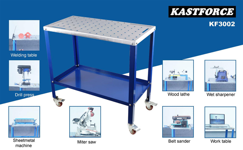 KASTFORCE KF3017 Portable Welding Table Welding Cart Universal Work Table with 5/8" /16mm Holes on Top