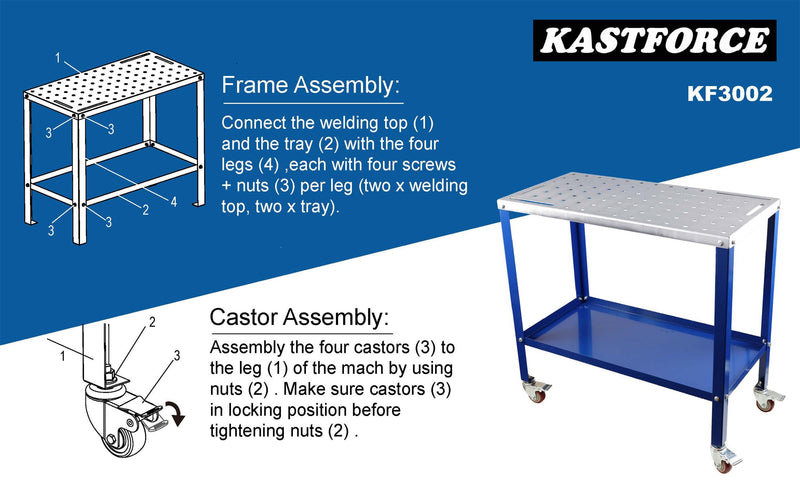 KASTFORCE KF3017 Portable Welding Table Welding Cart Universal Work Table with 5/8" /16mm Holes on Top