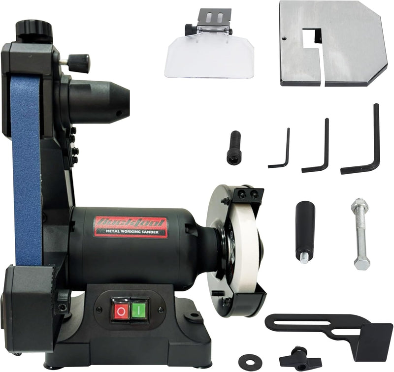 KF6101-BG1600UK Bucktool 250W Bench Belt Grinder Combo, 25.4x762MM Belt & 150mm Grinder, Bench Belt Disc Sander Combo for Knife Making, Sharpening, Woodworking, Metalworking