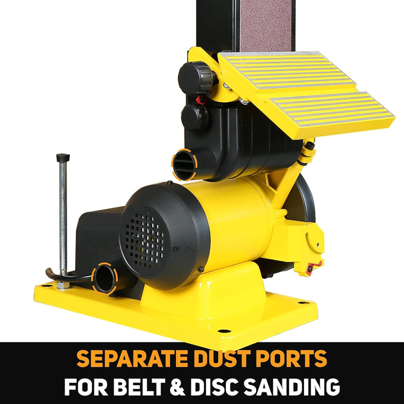 4.3A Belt Sander, 4 x 36 in. Belt & 6 in. Disc Sander, Double Dust Exhaust Port, Steel Base, 2Pcs Sandpapers Included