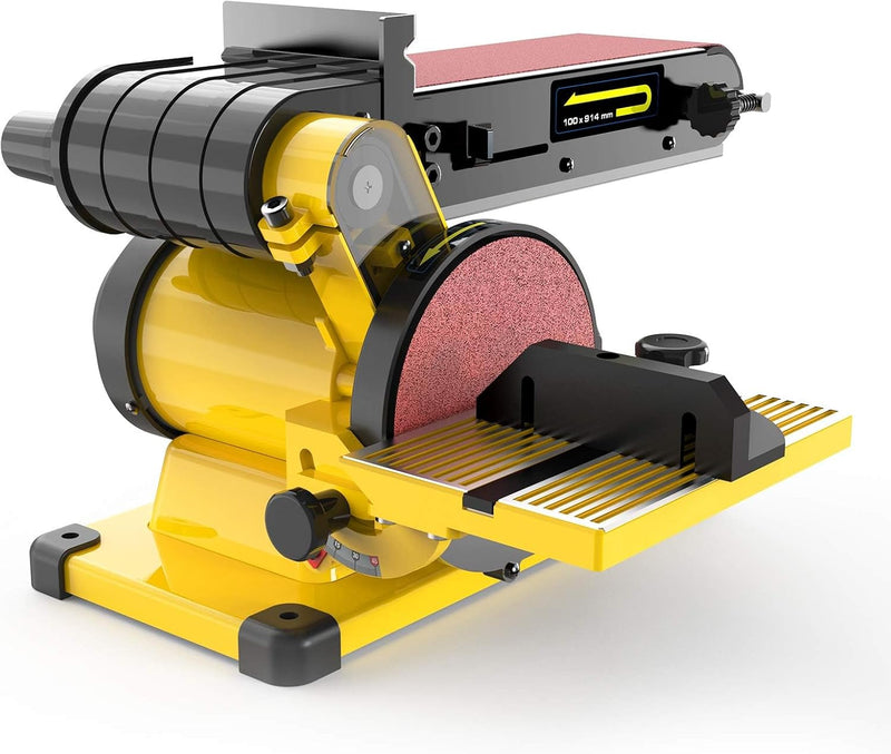 KF6102-BD4602 4.3A Belt Sander, 4 x 36 in. Belt & 6 in. Disc Sander, Double Dust Exhaust Port, Steel Base, 2Pcs Sandpapers Included