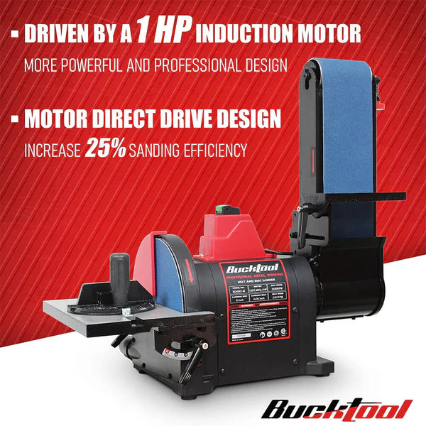 KF6104-BD4802 BUCKTOOL Bench Belt Sander for Metal 4x36 in. & 8 in. Disc Sander BD4802