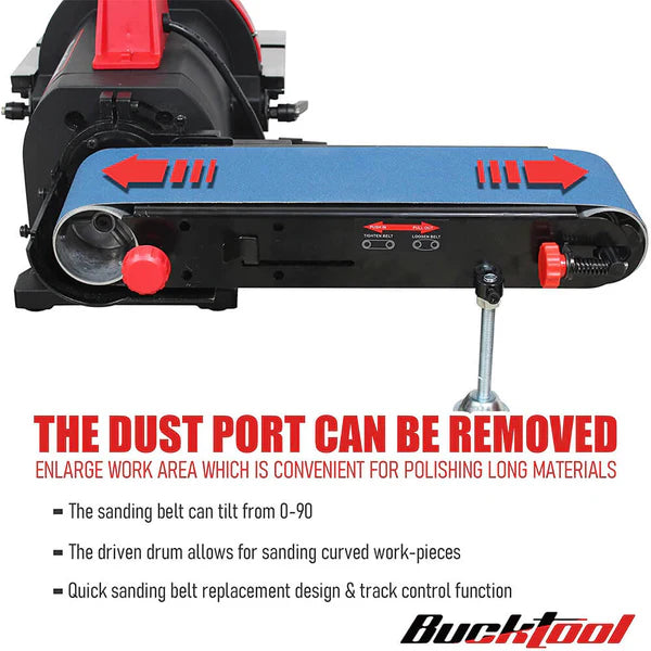 KF6104-BD4802 BUCKTOOL Bench Belt Sander for Metal 4x36 in. & 8 in. Disc Sander BD4802