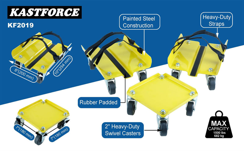 KASTFORCE KF2019 Snowmobile Dolly Set Max Supporting up to 1500Lbs with Heavy Duty Straps 2 Inch Swivel Casters