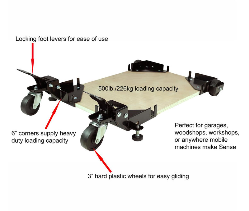 KASTFORCE KF2005 Universal Mobile Base Heavy-Duty 500Lbs (250Kg) Loding Capacity 6" (150mm) Corners