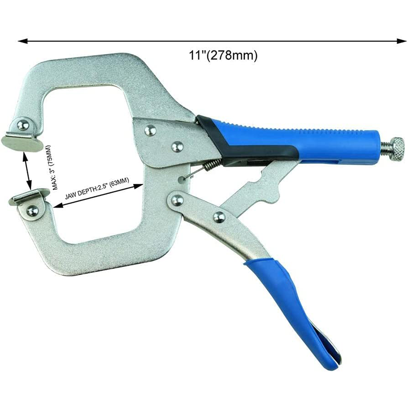 KASTFORCE KF4022 Kit of 4 Adjustable Face Clamp 11 Inch Long 3 Inch Clamping Capacity C Style