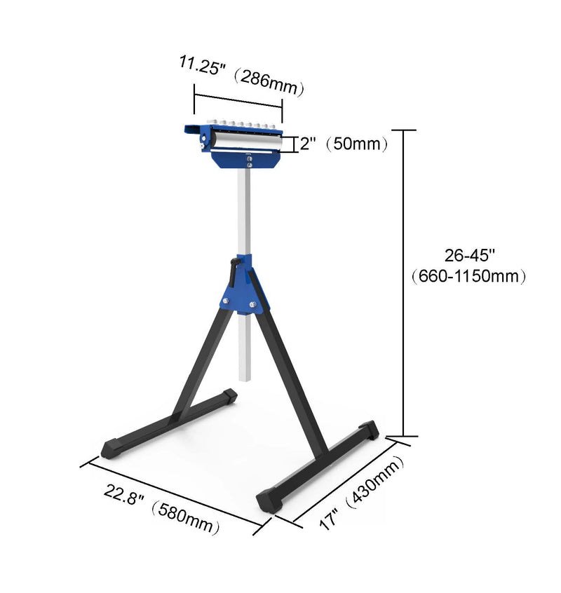 KASTFORCE KF3012 Heavy-Duty Roller Stand 300 Lbs Capacity (3 in 1 Roller), Adjustable Miter Saw Extension, Folds Flat for Easy Storage, Galvanized Steel Roller