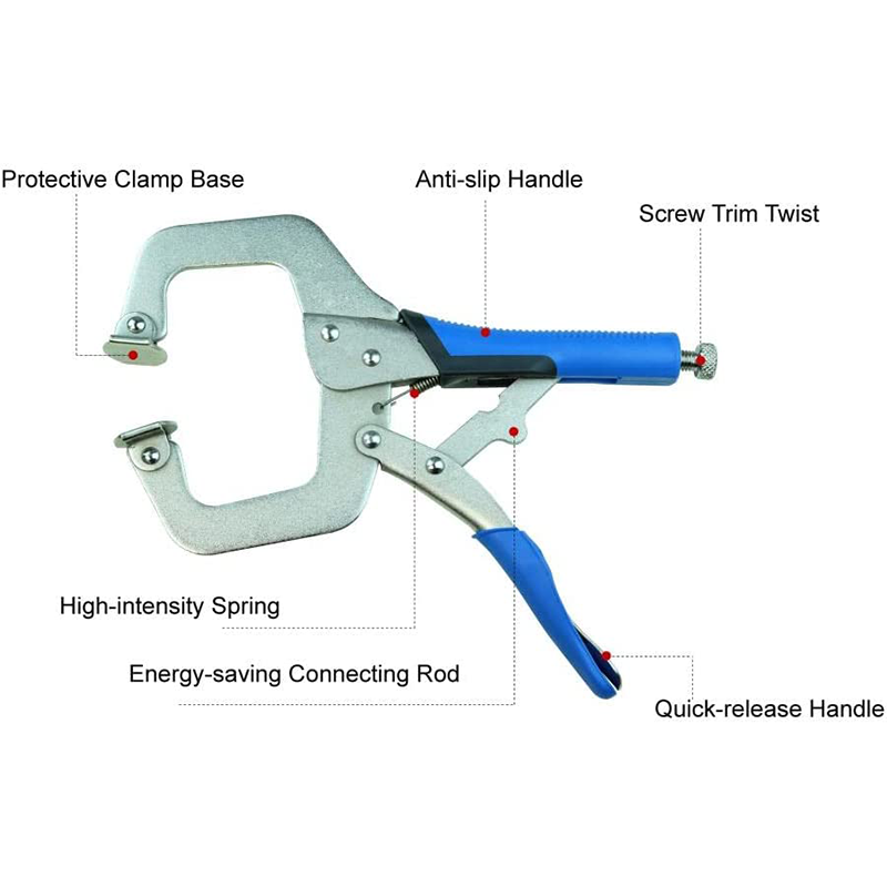 KASTFORCE KF4022 Kit of 4 Adjustable Face Clamp 11 Inch Long 3 Inch Clamping Capacity C Style