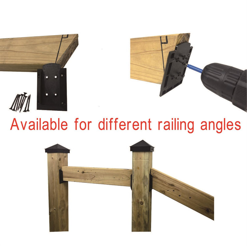 KASTFORCE KF4013 20pcs Deck Railing Connectors with 160pcs Rust-Free Screws for 2x4 (1.5“x3.5“) Railing Wood Post, Deck Railing Brackets Connectors, Available for different railing angles