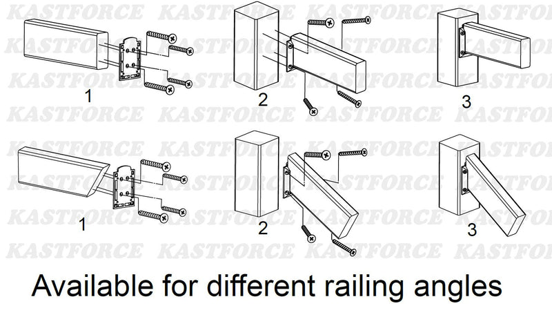 KASTFORCE KF4013 20pcs Deck Railing Connectors with 160pcs Rust-Free Screws for 2x4 (1.5“x3.5“) Railing Wood Post, Deck Railing Brackets Connectors, Available for different railing angles