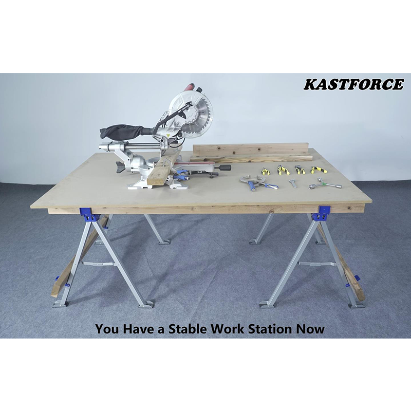 KASTFORCE KF3005 Folding Sawhorse (2-Pack of KF3003) 2200 lb /1000kg capacity Heavy Duty Jobsite Table Stand