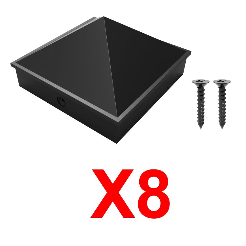 KASTFORCE KF4016 8 pcs Nylon Deck Railing Caps with 16 pcs Rust-Free Screws for 3.5x3.5 Railing Wood Post Deck Railing Connector KF4016