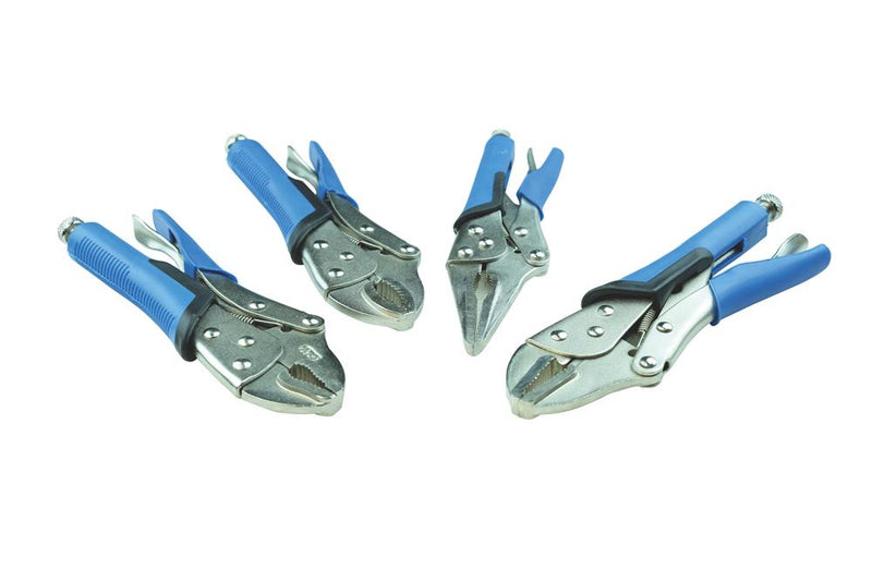 KASTFORCE KF4023 Kit of 4 Locking Plies Includes 9 Inch Long Round Jaw Curved Jaw Straight Jaw Long Nose Jaw
