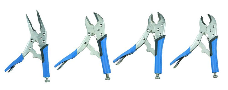 KASTFORCE KF4023 Kit of 4 Locking Plies Includes 9 Inch Long Round Jaw Curved Jaw Straight Jaw Long Nose Jaw